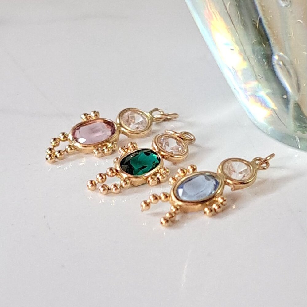 Set of 3 - 14K Yellow Gold Birthstone Baby Child Charms - Picture 12 of 16